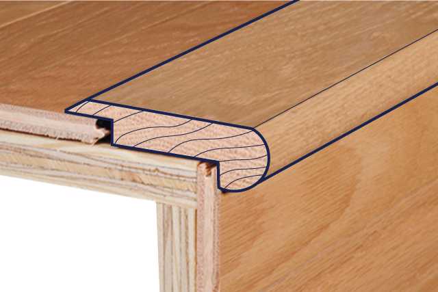 illustration of an overlap stair nose for wood molding and trim